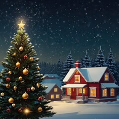 Christmas house in the forest