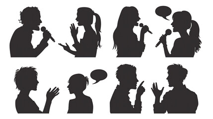 Silhouettes of People Talking and Singing