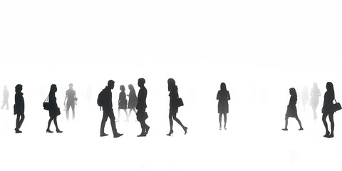 Obraz premium A sea of silhouettes: A monochromatic urban scene