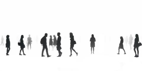 A sea of silhouettes: A monochromatic urban scene