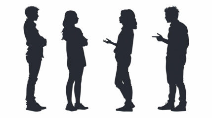 Silhouettes of Four Young Adults in Deep Conversation