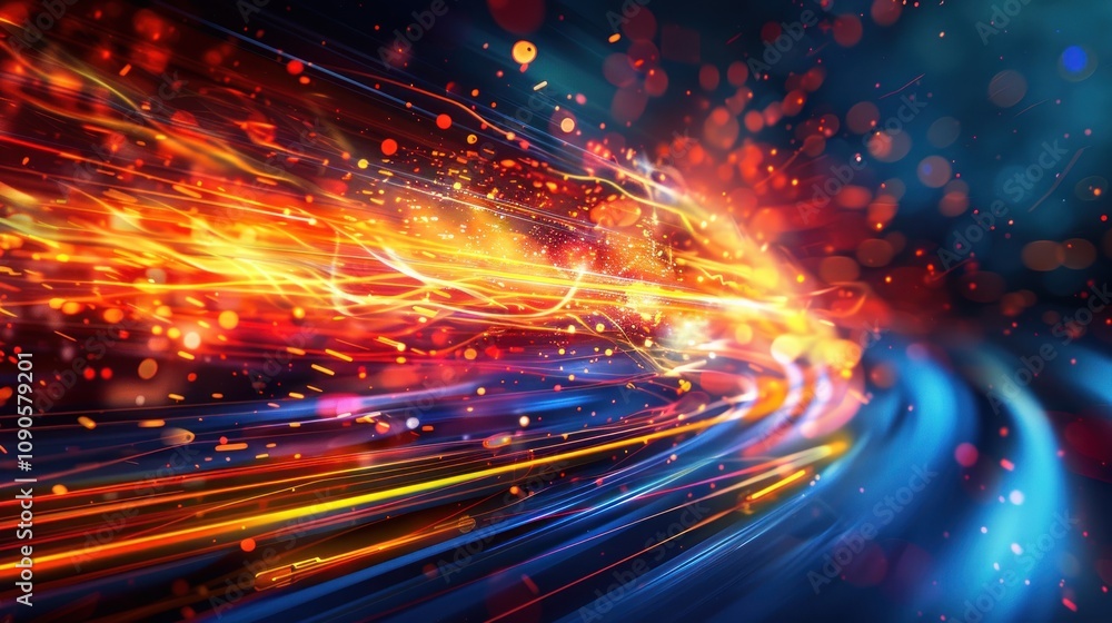 Poster abstract fiery speed and motion blur.