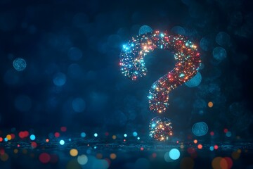 Large Glowing Question Mark with Colorful Lights
