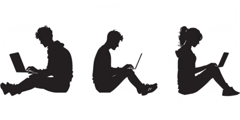Silhouettes of People Working on Laptops: Remote Work, Technology, and Modern Life