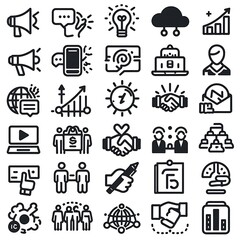 Fototapeta premium Set of Business and Technology Icons for Digital Marketing. generator AI