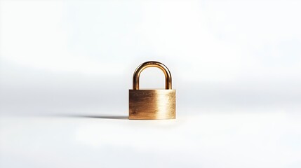 Bright Gold Padlock on White Background
