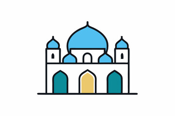 Simple Mosque on White Background