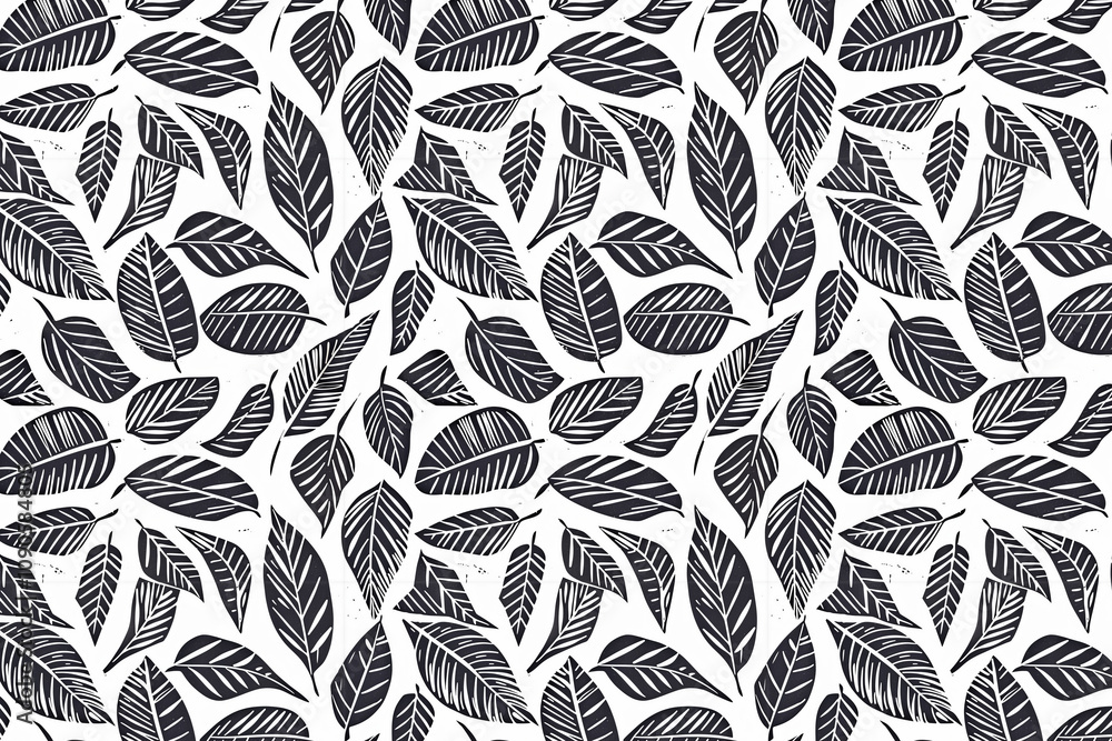 Poster toile pattern tapestry. linocut print. monochrome botanical pattern background. created with generat