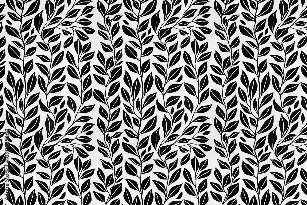 Poster toile pattern tapestry. linocut print. monochrome botanical pattern background. created with generat