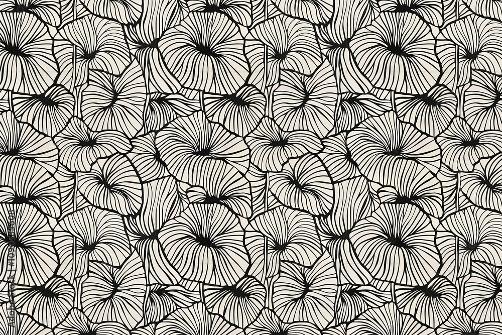 Poster toile pattern tapestry. linocut print. monochrome botanical pattern background. created with generat