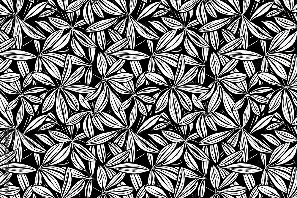 Poster toile pattern tapestry. linocut print. monochrome botanical pattern background. created with generat