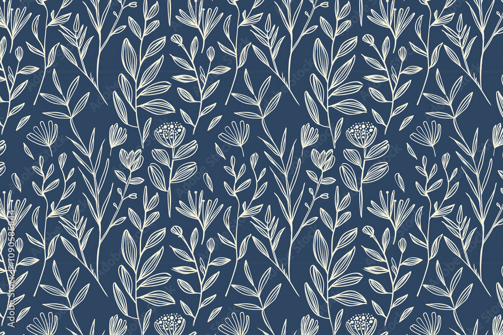 Poster toile pattern tapestry. linocut print. monochrome botanical pattern background. created with generat