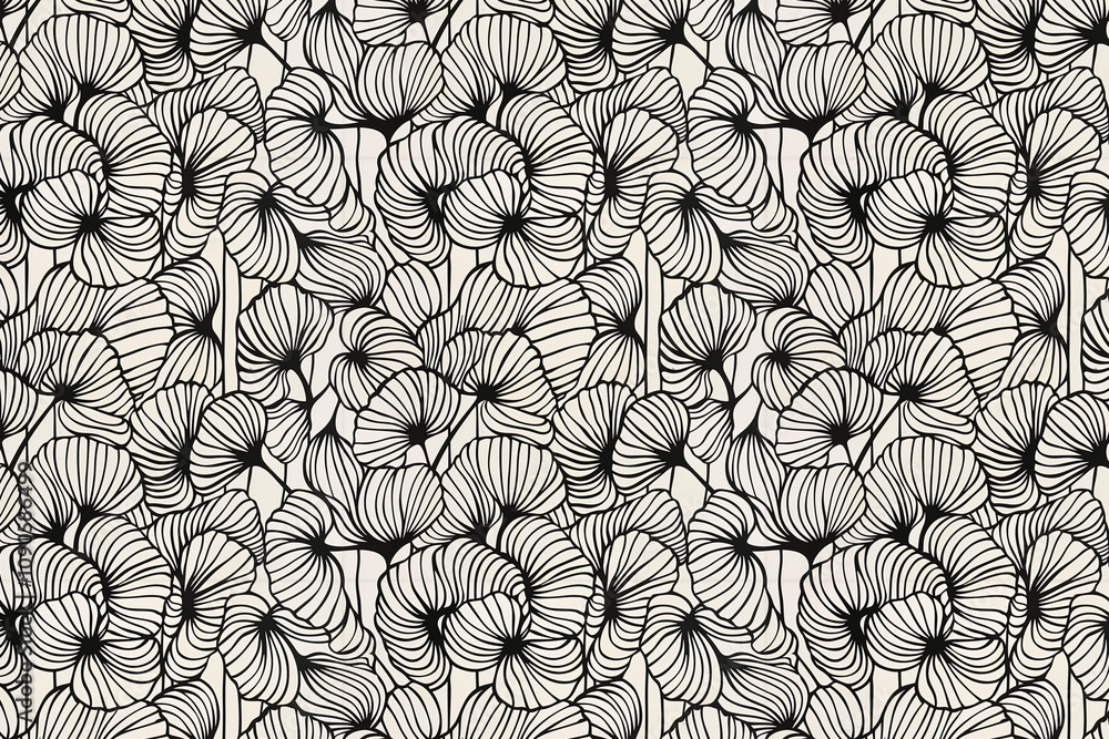 Poster toile pattern tapestry. linocut print. monochrome botanical pattern background. created with generat