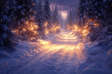 Obraz premium Blizzard unleashed winter landscape dramatic scene snowy path atmospheric viewpoint nature's fury