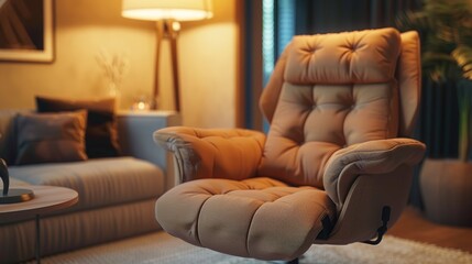 Fototapeta premium Comfortable recliner chair in a cozy living room.