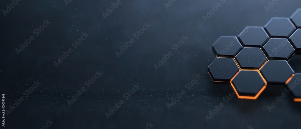 Poster a black background with a hexagon pattern on it