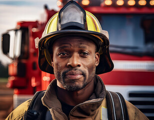 Professional Firefighter Man Face Outdoors While Working