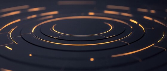 Fototapeta premium A black circle with a yellow outline
