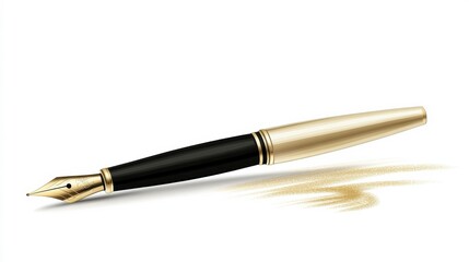 Naklejka premium Elegant Golden Nib Pen on Soft White Background