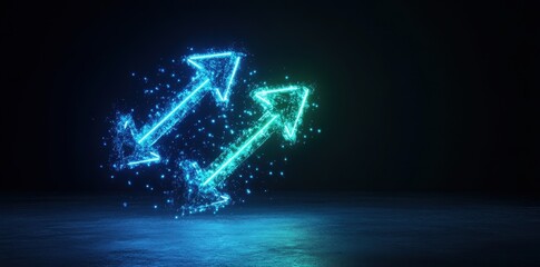 Dynamic glowing arrows symbolizing accessible service solutions and connections for seamless communication.