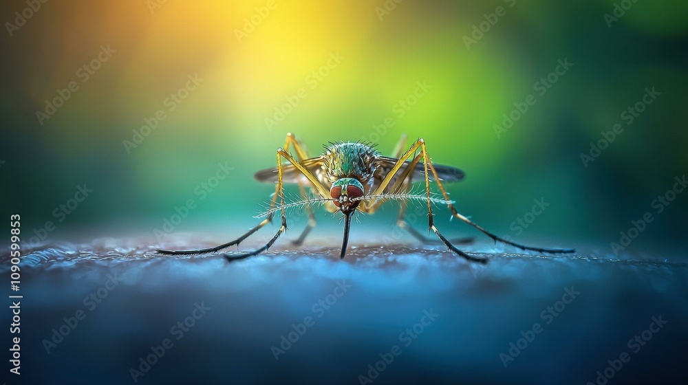 Poster a close-up view of a mosquito. ai.