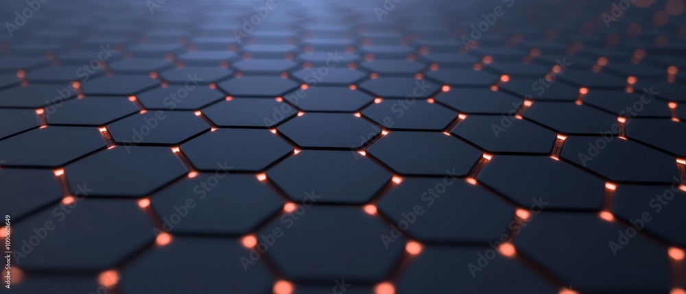 Poster a close up of a black and orange hexagonal pattern
