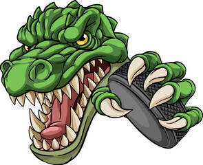 A crocodile, dinosaur or alligator lizard hockey sports mascot © Christos Georghiou