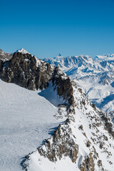 view of the mont blanc massif from punta helbronner, aosta valley, italy