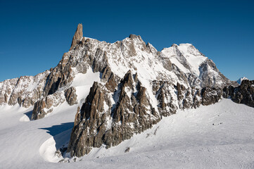 view of the mont blanc massif from punta helbronner, aosta valley, italy