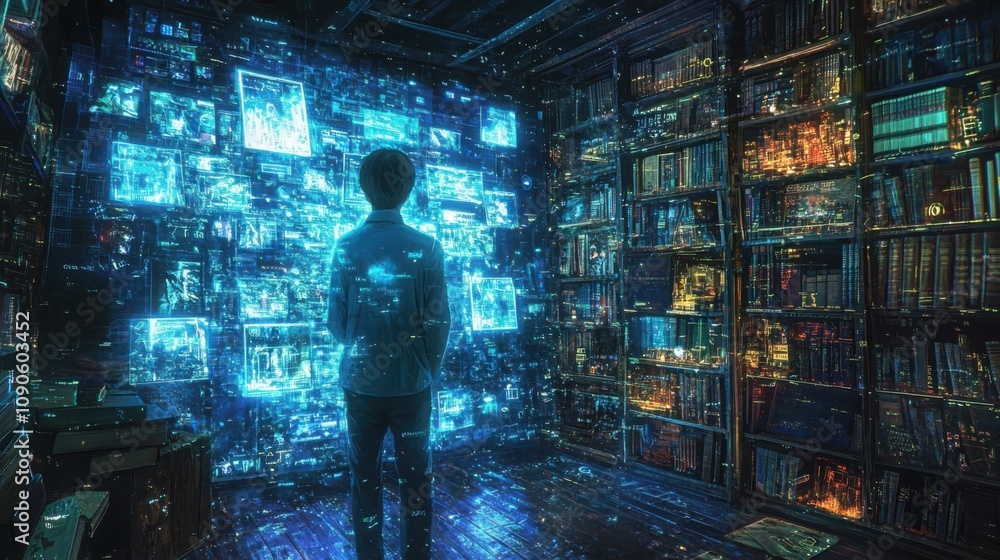 Poster exploring the future a digital library experience virtual realm interactive media immersive environm