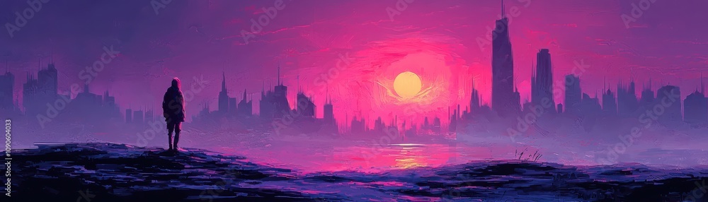 Poster exploring a futuristic world illuminated by artificial light a technological journey through urban l