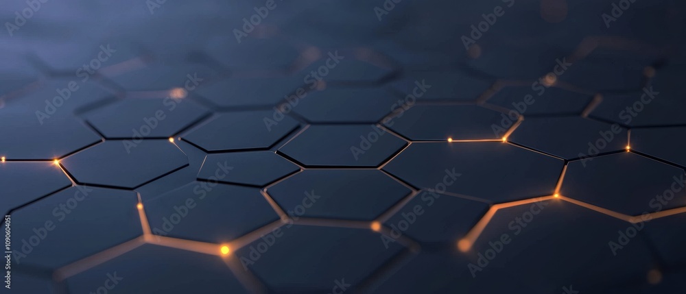 Poster a close up of a black and orange hexagonal pattern