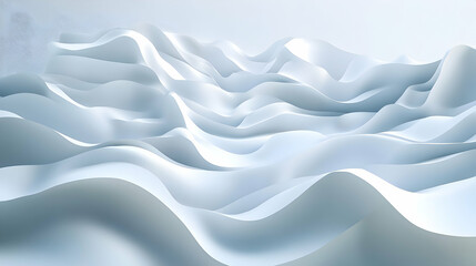 Obraz premium Abstract 3D Render of Flowing White Waves, Creating a Serene and Textured Background Image
