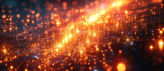 Obraz premium Abstract background with glowing particles and bokeh effect.