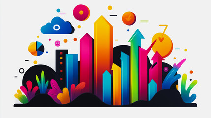 Obraz premium Abstract black background with Colorful charts and graphs with statistics to innovative analyze business potential and forecast future development of companies growth.