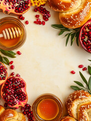 Jewish High Holy Days December Banner Poster Design with Copy Space in the Centre