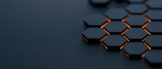 A black and orange hexagonal pattern with a black background