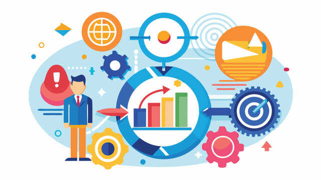 business man with charts and gears clip art preview