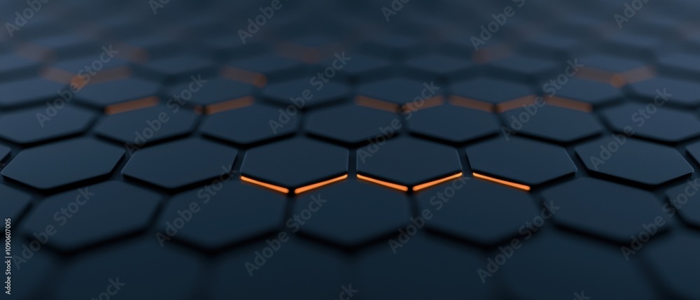Poster a close up of a black and orange hexagonal pattern