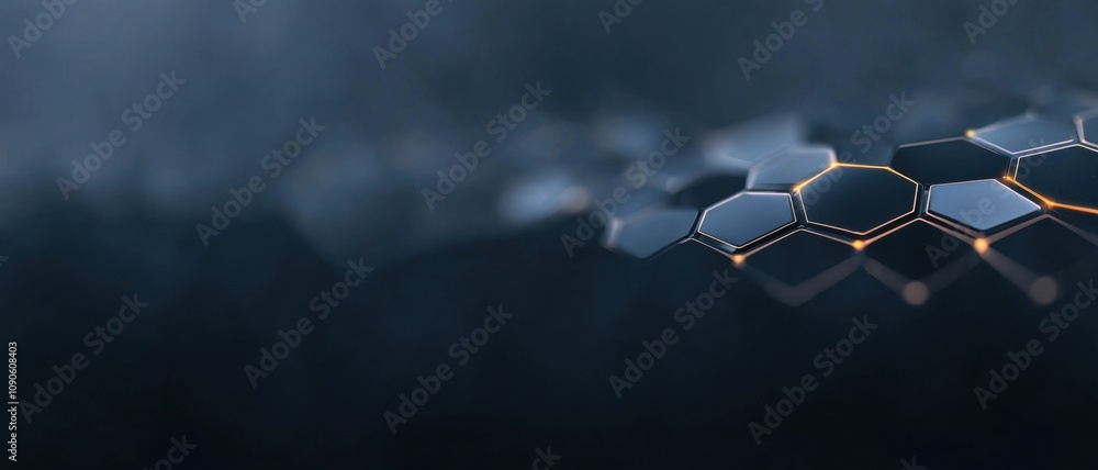 Poster a computer generated image of a hexagonal pattern with a blue background