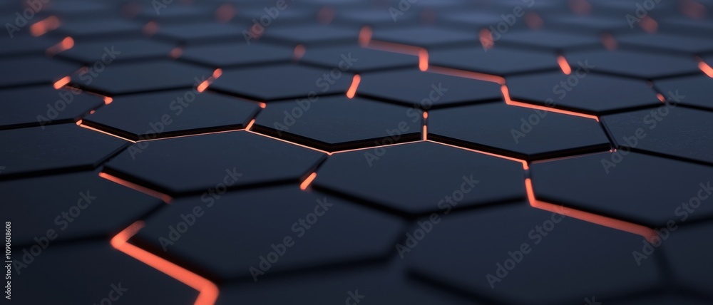 Poster a close up of a black and orange hexagonal pattern