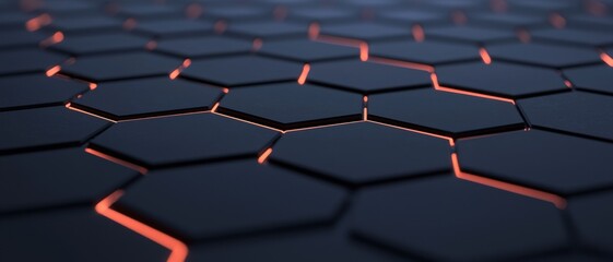 Fototapeta premium A close up of a black and orange hexagonal pattern