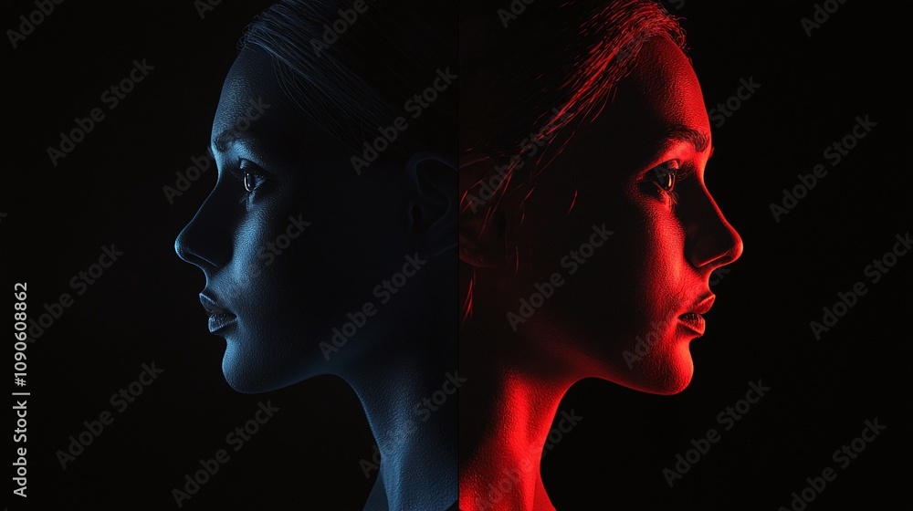 Poster art portrait light and color blending to create beauty and unique visual identity.