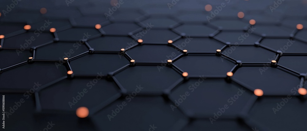 Poster a close up of a black and orange hexagonal pattern