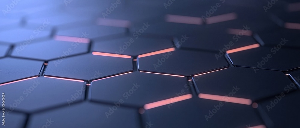 Poster a close up of a hexagonal pattern with orange and blue colors