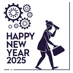 Happy New Year 2025 Industrial Worker Design