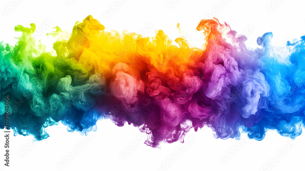 Poster vibrant rainbow ink explodes in water, creating a stunning abstract background image