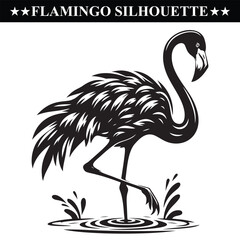 Beautiful flamingo silhouette vector. hand drawn vector. Eps 10