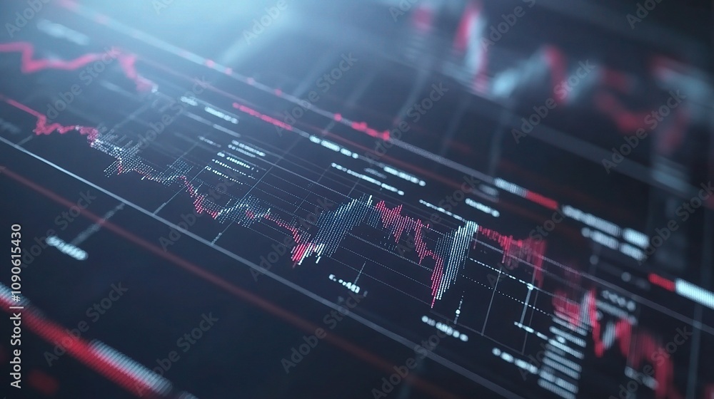 Aufkleber data flow: a close-up abstract digital display of a stock market chart, visualizing the dynamic flow