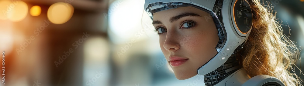 Poster humanoid robot interacting with humans in a modern office setting demonstrating social skills and te